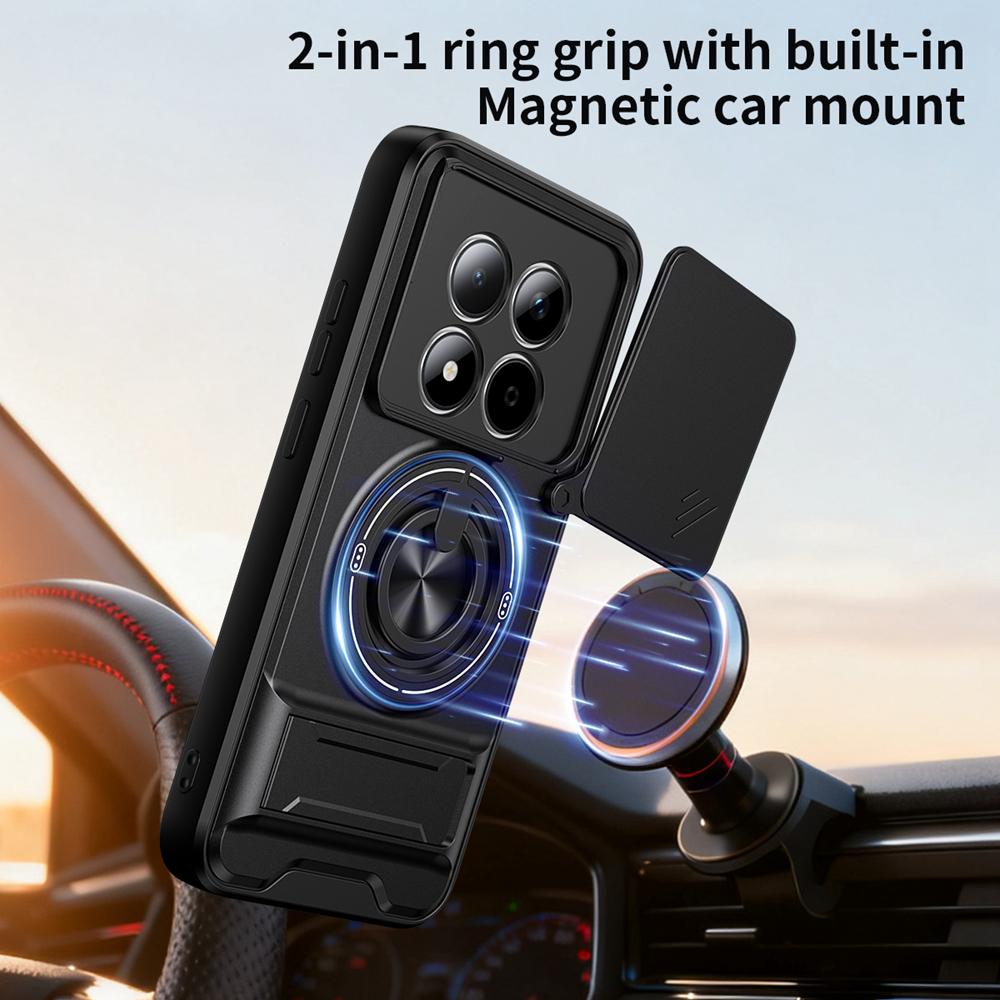 KEYSION Magnetic Phone Case for Redmi Note 15 Pro+ 5G 15 Pro 4G 5G Slide Camera Protection Upright Kickstand Ring Shockproof Back Cover