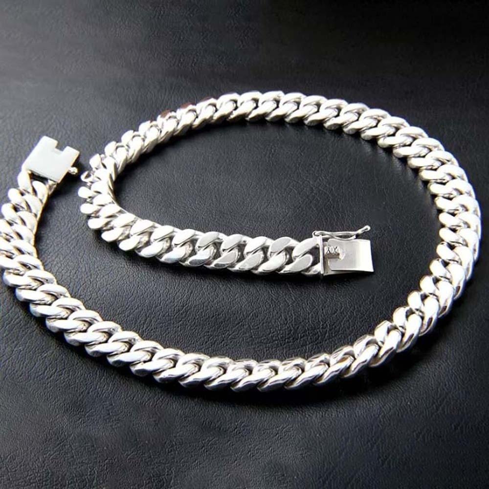 Metal Silver-plated Neck Chain Square Buckle Exaggerated Men Necklace  Clothing Accessories
