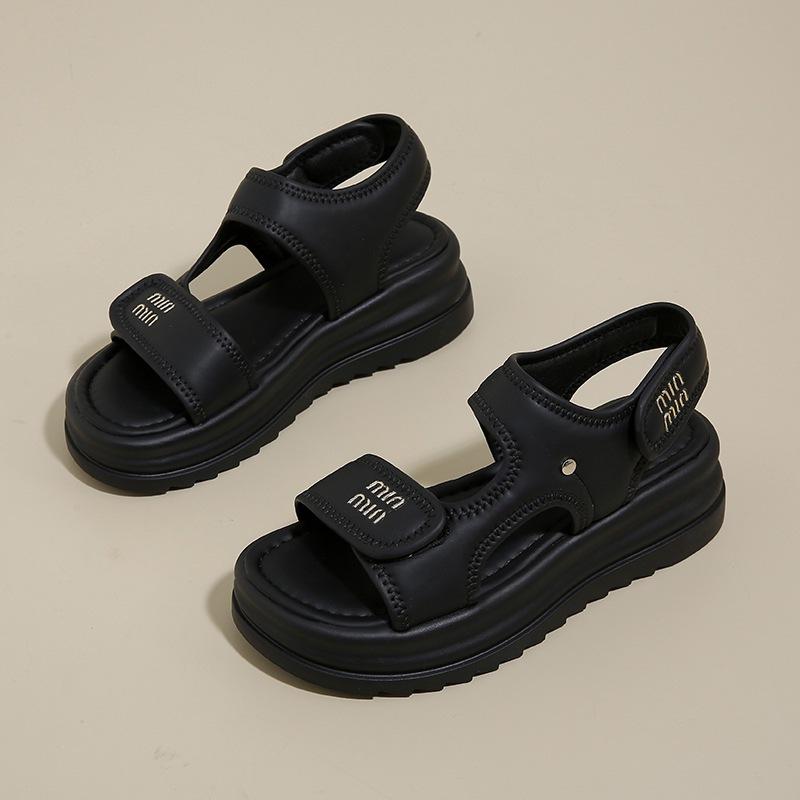 Velcro Retro Shit-stepping Roman Sports Sandals Women's Summer Wear 2025 New Soft-soled Casual Beach Sandals