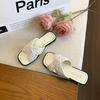 French sequined cross-strapped cool slippers 2025 summer new outer wear flat-bottomed casual high-end one-pedal slippers