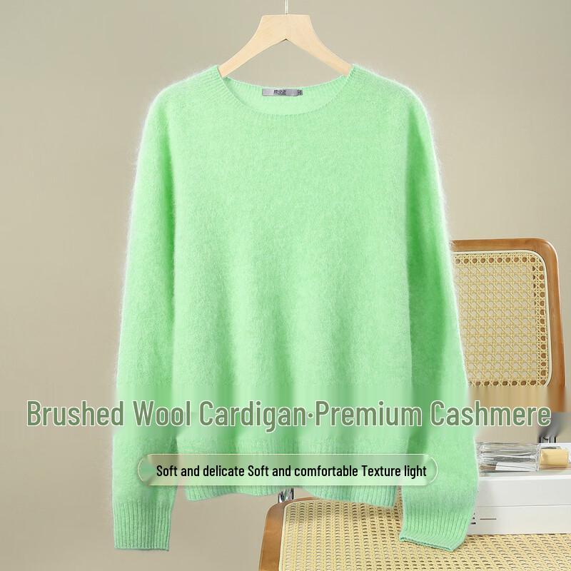 

SNOWFLYING Women s Brushed Wool & Cashmere Blend Round Neck Sweater One Size