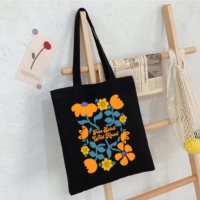 Floral Print Canvas Bag Casual Handbag Women Large Capacity