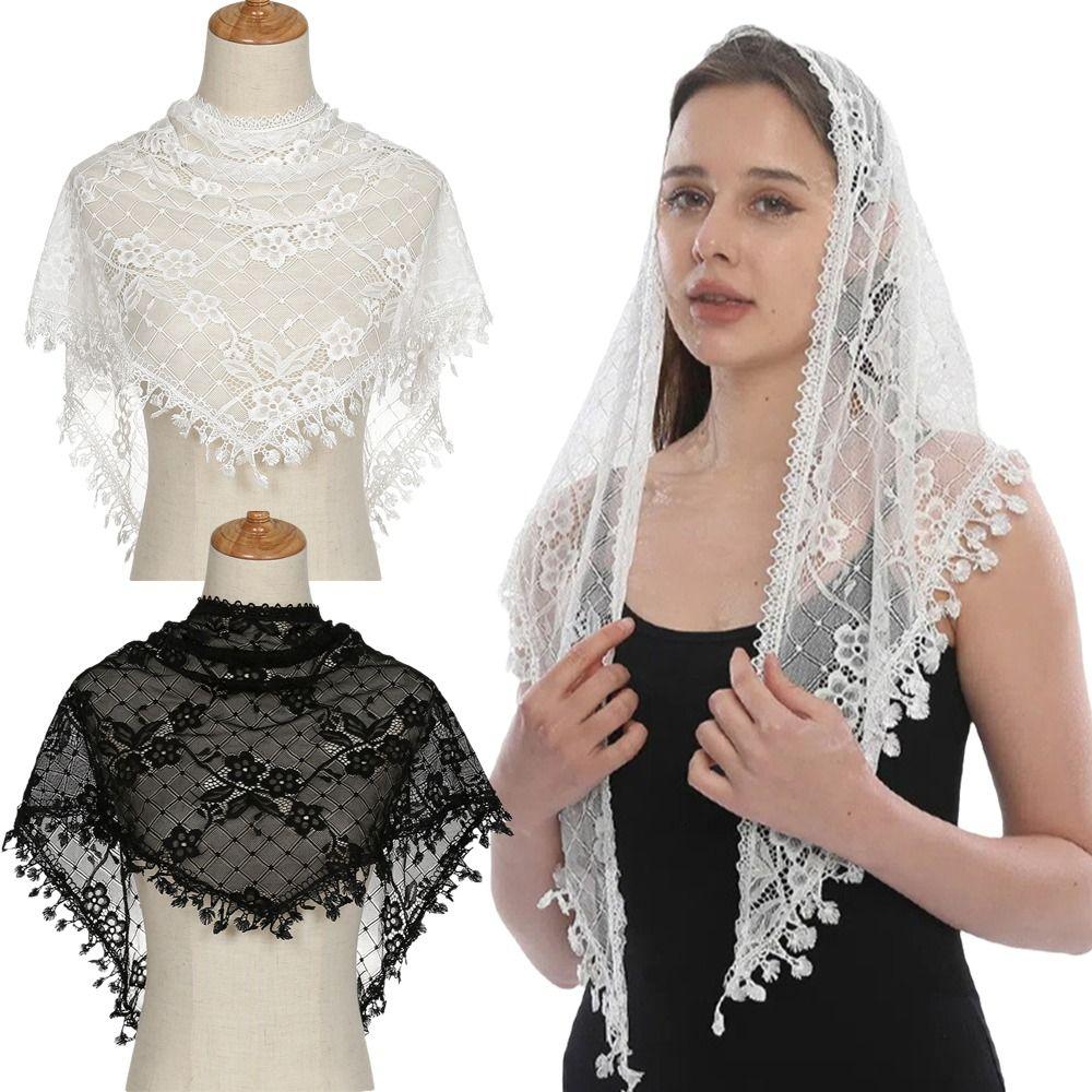 Cute Lace Flower Hair Scarf Vintage Sweet Headscarf Shawl Casual Triangle Head Scarf  Photography