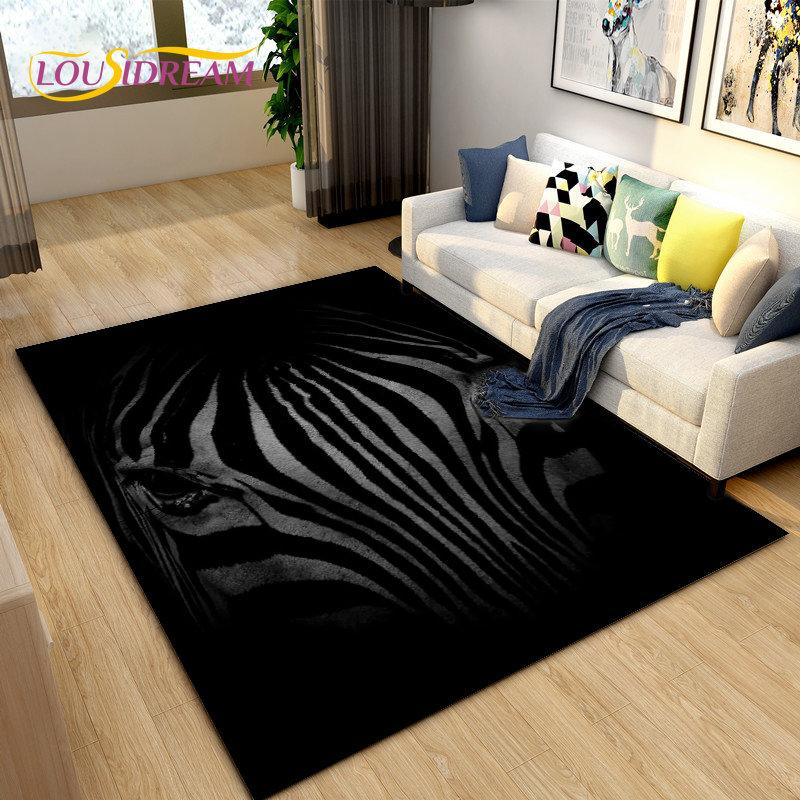 Wild Animal Zebra Area Rug Large,Carpet Rug for Living Room Bedroom Kitchen Doormat Decoration,Children Play Non-slip Floor Mat