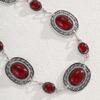 Fashion Oval Wine Red Crystal Metal Waist Chain for Women Retro Exquisite Silver Color Belt Chain French Style Body Jewelry Gift