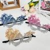 Rhinestone Masquerade Mask Breathable Butterfly Masquerade Mask Lace Half Face Mask Gradient For Theme Party Cosplay Wedding