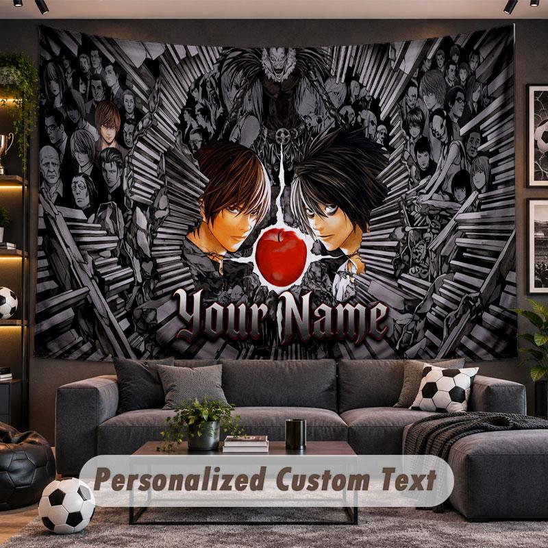 Wall Hanging Tapestry Custom NameDeath Note Pattern Personalized Printed Fabric Wall Decor