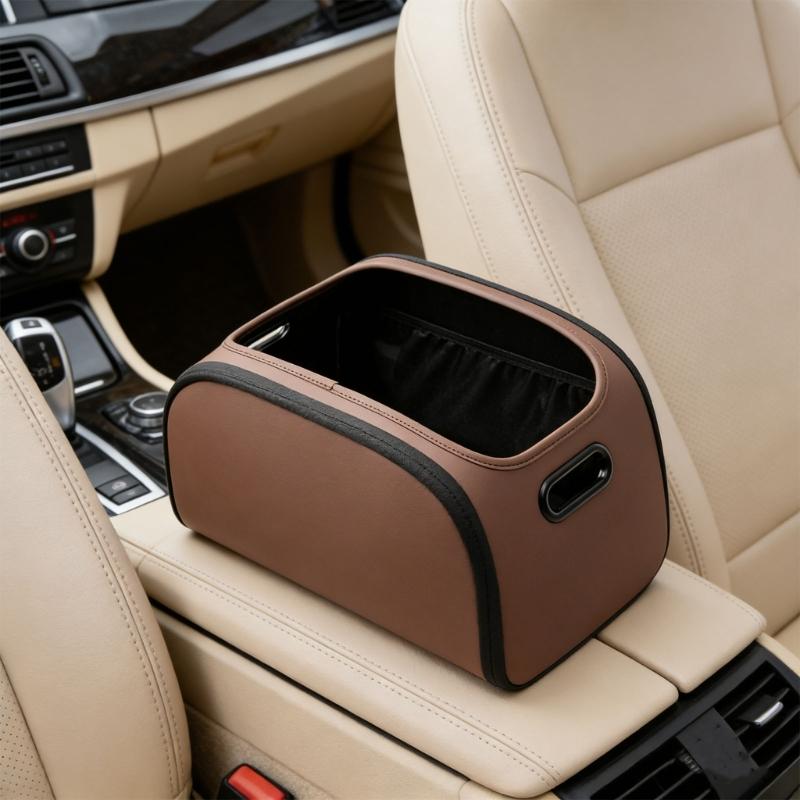 High Quality Leather Auto Storage Box For Front Seat Back Offering Spacious Design And Sturdy Mixed Construction