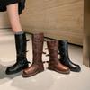 Spice Girls Pants Boots~ 6.5cm Height Increasing Buckle Mid Tube Western Knight Boots Women's Pile Women's Boots