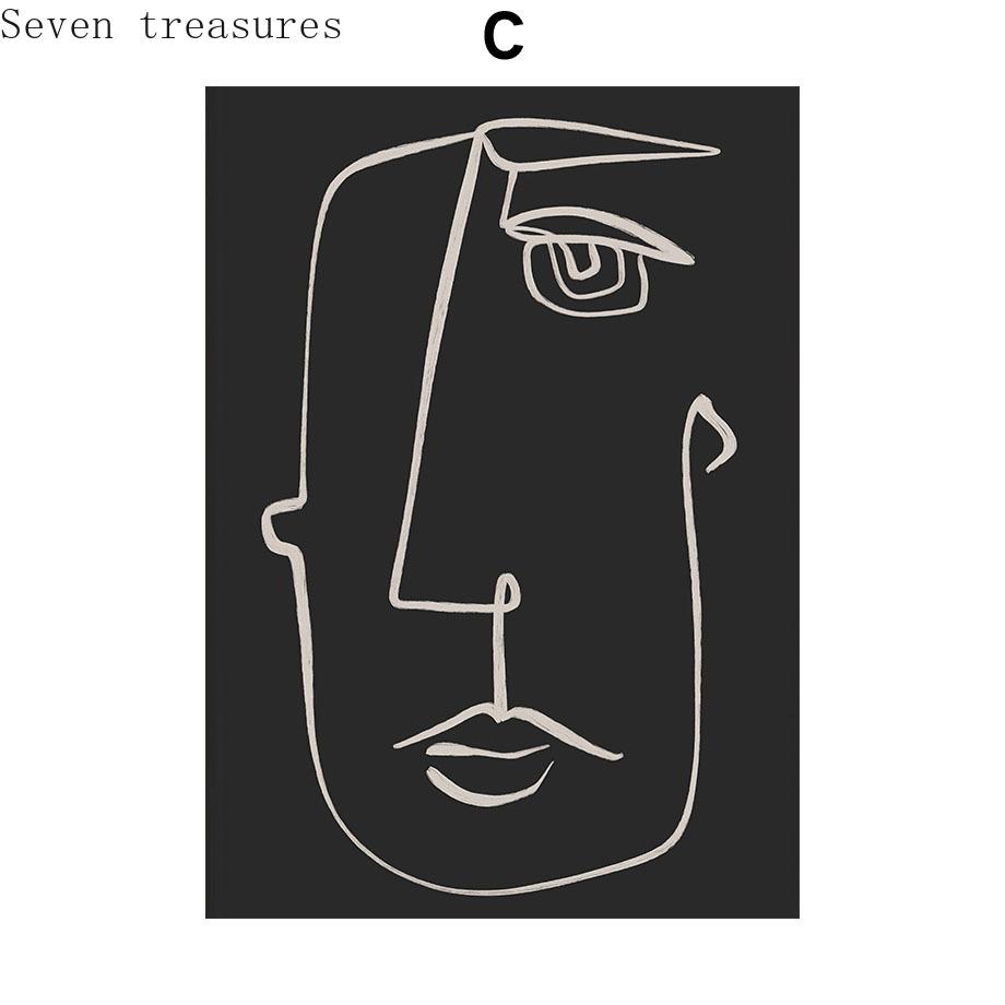 Nordic Posters and Prints for Living Room, Abstract Lines, Woman Geometry, Dog and Bird Wall Art, Wall Pictures