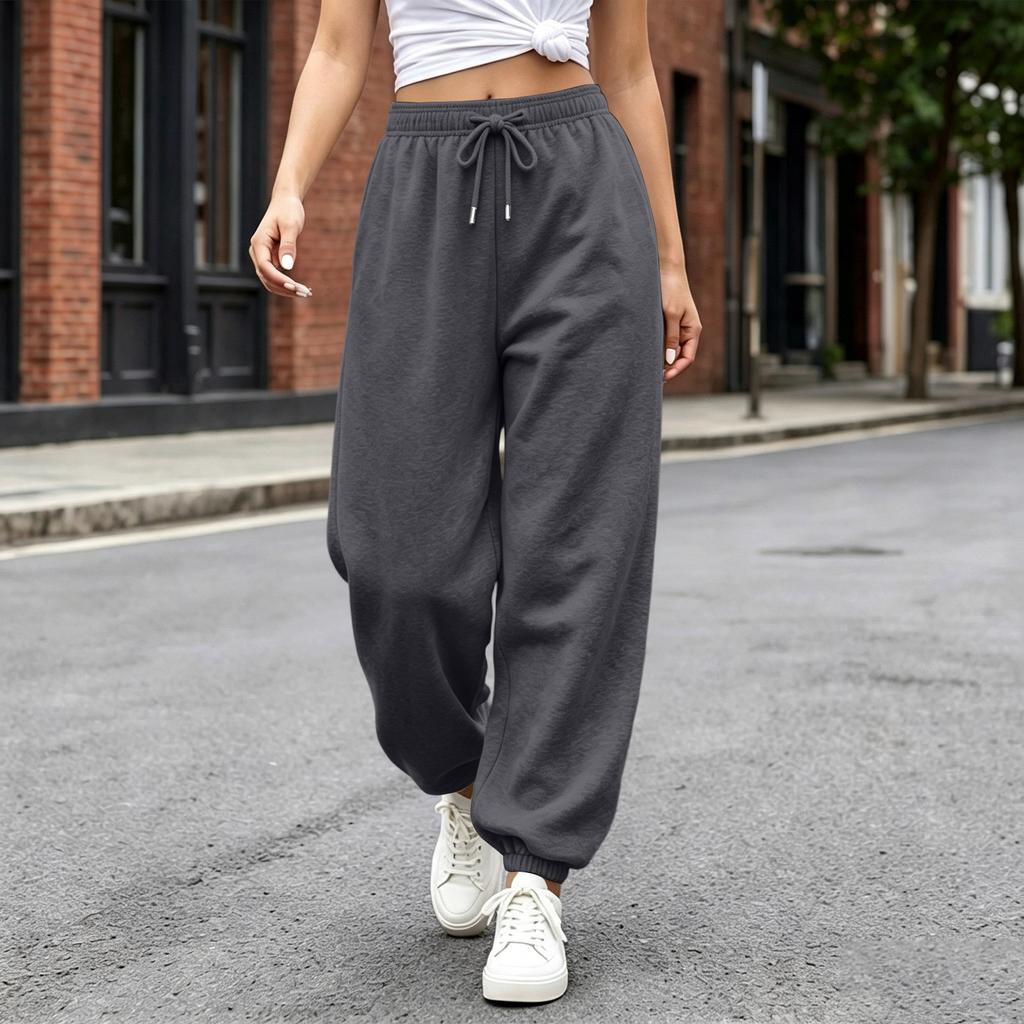 Pantalones Casuales para Mujer con Dobladillo, Ajuste Holgado, Pantalones de Chándal de Color