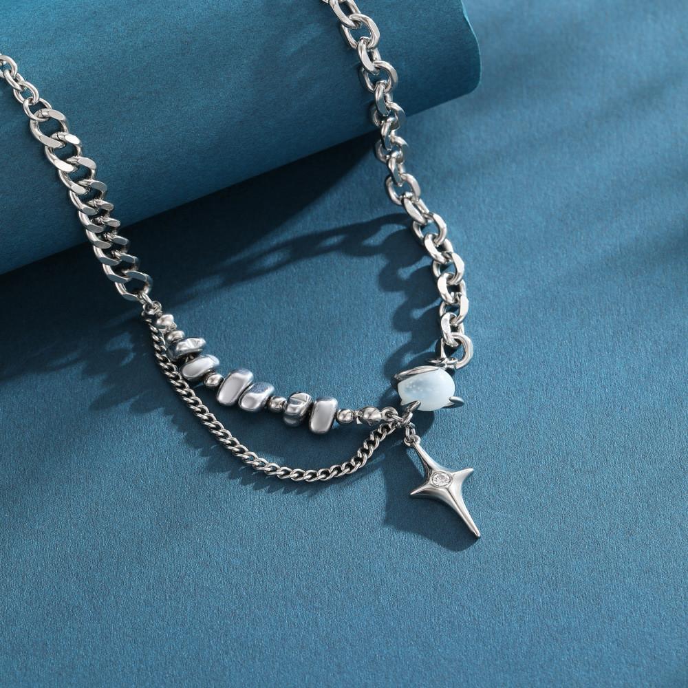 

Unique Designed Cat s Eye Starburst Geometric Necklace For Men And Women Stylish Accessory