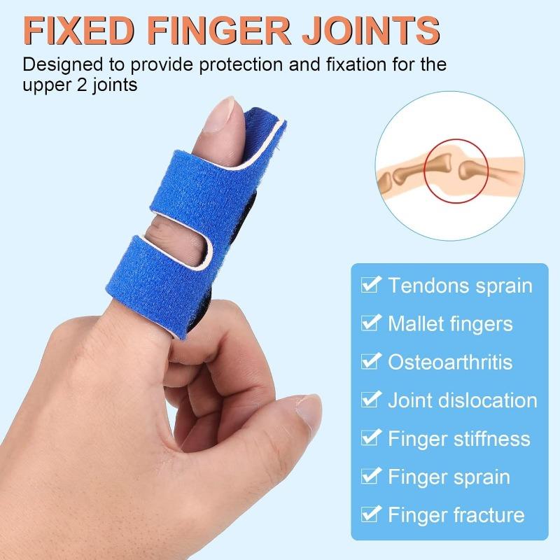 Pack of 4 Finger Splints, Adjustable Finger Support, Finger Stabiliser with Built-in Aluminium Strap for Broken, Tendonitis and Swollen Fingers