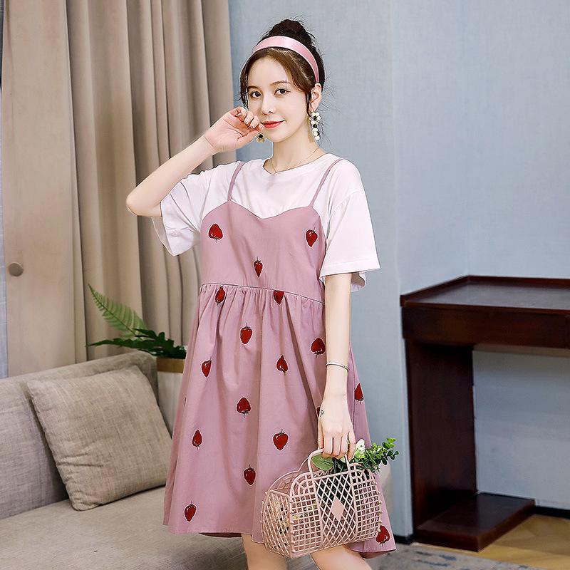 

Летние платья свободного кроя для беременных 2023 года — стиль знаменитостей, средняя и длинная длина, прикрывающий живот дизайн M (80-100 jin)