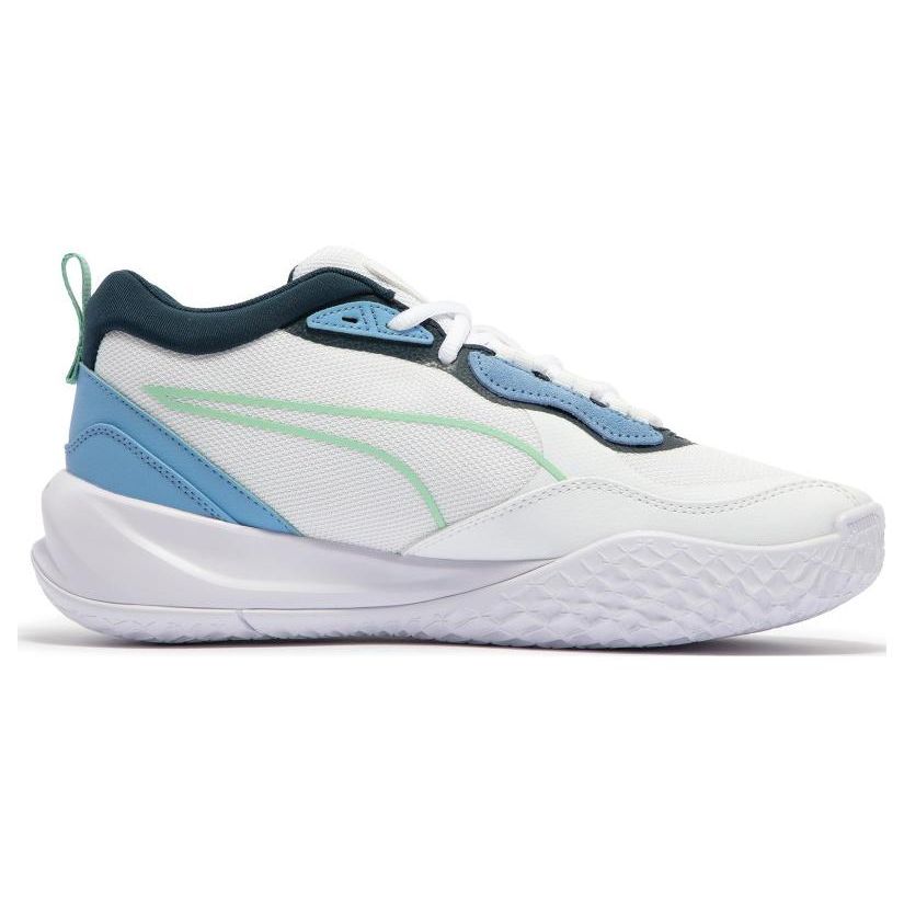 Puma Playmaker Pro Fashion Versatile Non-Slip Durable Low-Top Basketball Shoes Unisex Sneakers White Blue Green 377572-14