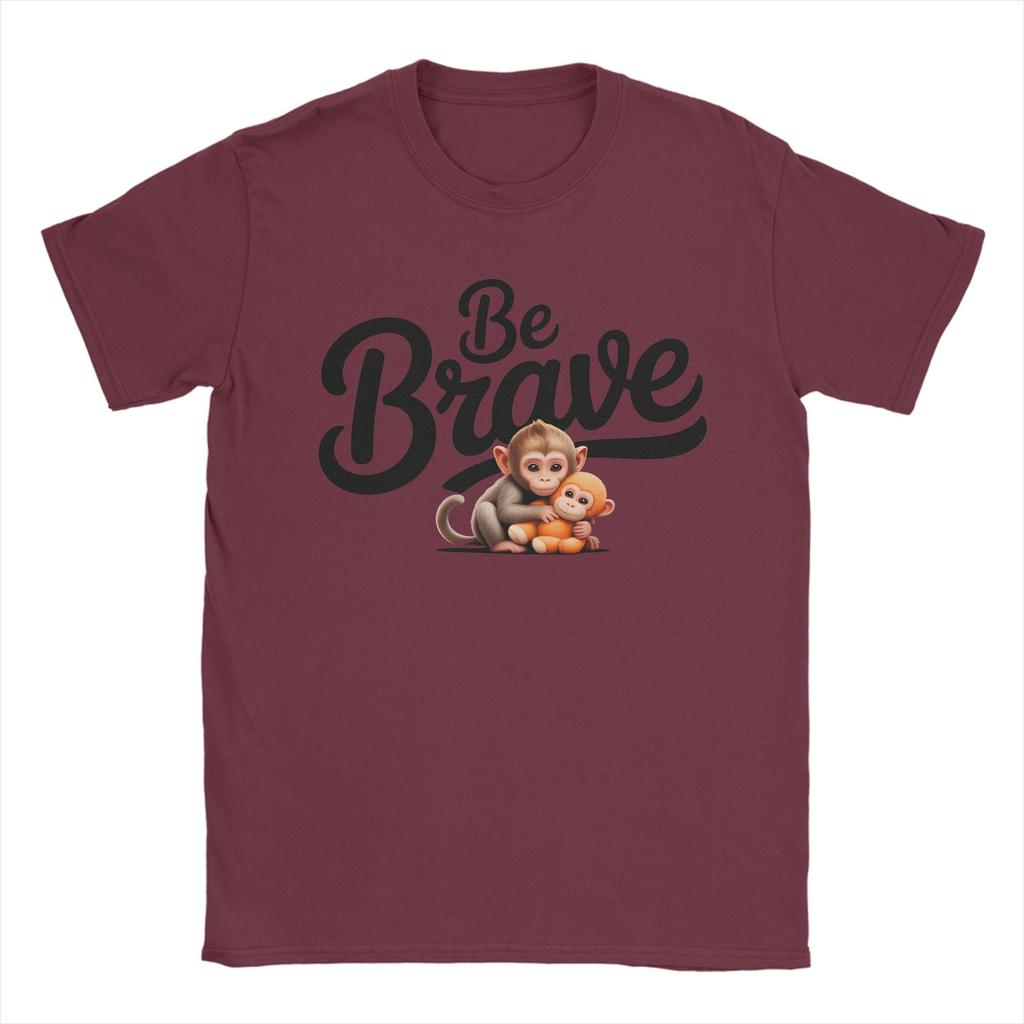 Unisex Womens Punch Monkey Be Brave T Shirts Pure Cotton Tops Casual Short Sleeve Round Neck Tee Shirt Plus Size TShirts