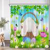 Shower Curtain, Easter Bunny Egg Waterproof Polyester Bathroom Curtain With Hooks, Spring Rabbit Dog Holiday Decor Bath Curtain