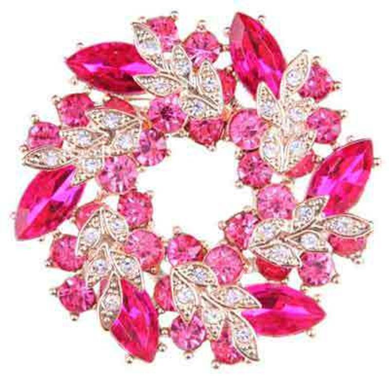 European and American Style Multi-Colored Floral Wreath Brooches, Fashionable Rhinestone Pins, Versatile and Elegant Suit Accessories