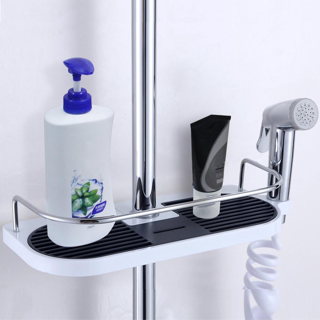Bathroom Pole Shelf Shower Storage Caddy Rack Organiser Tray Holder