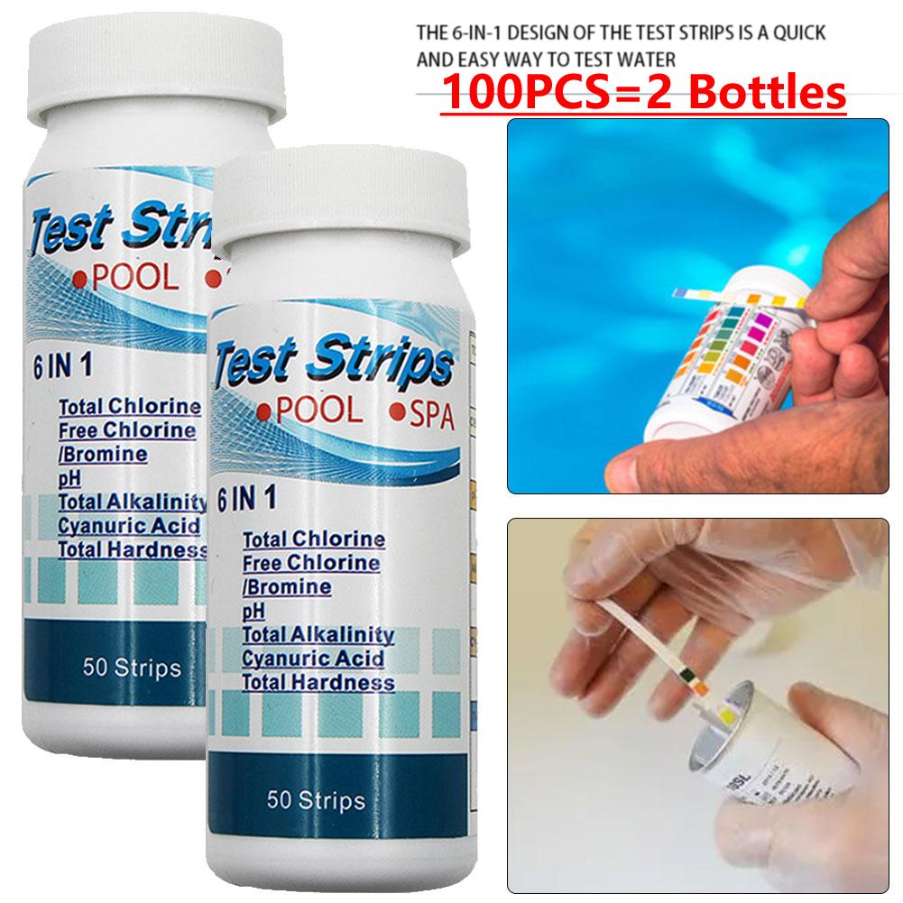 50/100pcs Swimming Pool PH Test Paper Multipurpose 7-in-1 Residual Chlorine Value Alkalinity Hardness Tester for Pool Spa Parts