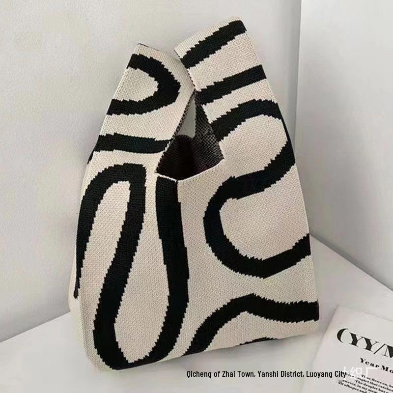 Panda Knit Women's Cross-Border Wrist Tote Handbag