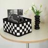 Praktyczny, oszczędzający miejsce, czarno-biały szachownicowy koszyk do przechowywania na biurko, wielofunkcyjny, stabilny koszyk do przechowywania do sypialni