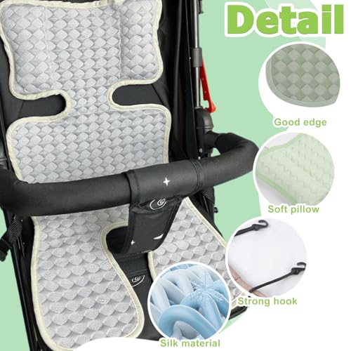2-Pack Breathable Summer Seat Pad, Foldable Cooling Mat for Stroller, Car Seat, Baby Carrier, Universal Baby Stroller Cooler Cushion