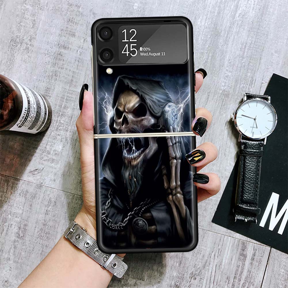 Reaper Skull Skeleton Gun Cases For Samsung Galaxy Z Flip 4 5 6 7 3 Z Flip7 Flip6 Flip4 Flip5 Flip3 5G Hard Shockproof Fundas Co