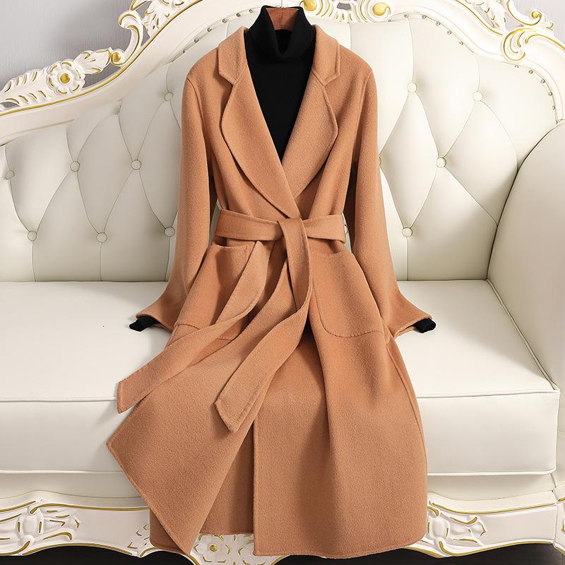 Double-sided Cashmere Coat for Women's Long Autumn and Winter New Loose Woolen Coat for Women