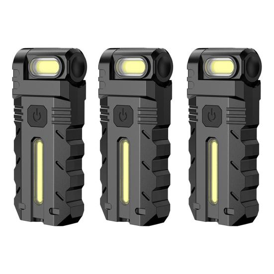 1/2/3Pcs 180 Degrees Rotating Head Flashlight Magnetic Dual Beam LED Work Light USB Rechargeable Pocket-Size Outdoor Camping EDC Lamp