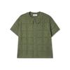 Apostrophe Comma Heart Punched Collar Short Sleeve Cardigan_Black