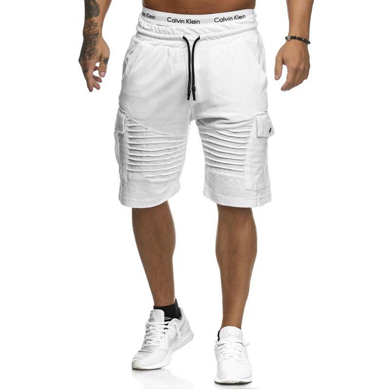 

Men s Spring & Summer Sports Drawstring Five-Point Solid Color Shorts, Casual Striped Pocket Sports Slim-Fit Side Pocket Pants M