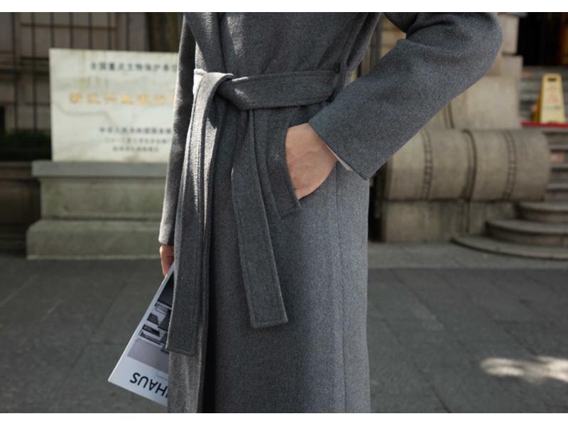 Men's Plus Size Cashmere Business Casual Double-Faced Long Wool Trench Coat