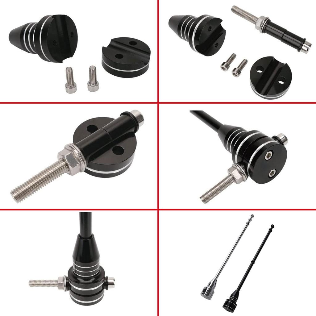 Für Harley Honda Yamaha Hintere Seiten-Fahnenstangenhalterung Motorrad Gepäckträger Fahnenablage mit Basis Einstellbar Chrom Schwarz