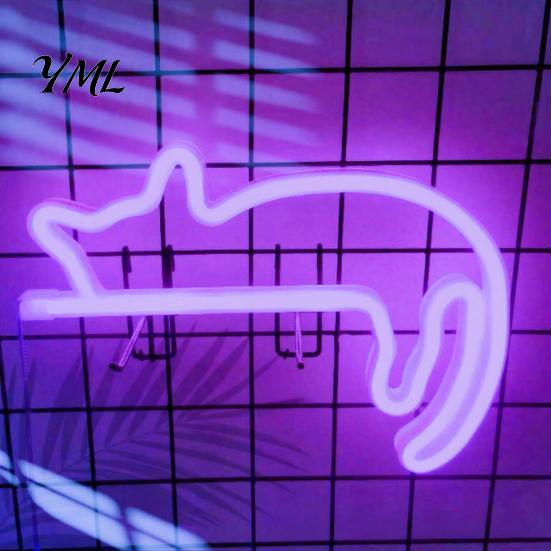 Neon Cat Wall Light LED Sign Sconce for Bedroom Decor, Cute Cartoon Animal Lighting Light, Energy Saving Decorative Lamp Living Room And Party