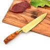 Set of 6 Stainless Steel with Gold Plated Knife Set Kitchen Knife Wood Grain Cover Handle Sharp Chef Paring Carving Knife