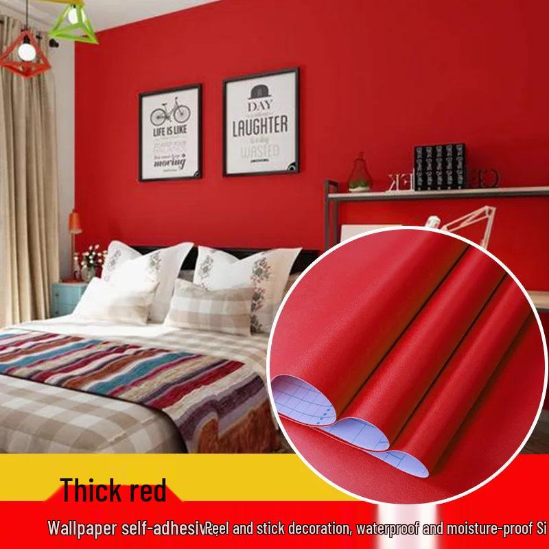 Self-Adhesive Waterproof PVC Wall Mural - Solid Color, Thickened Wallpaper/Sticker for Dorms (White/Black)