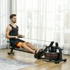 Water Rowing Machine, Indoor Foldable Rower, 6 Resistance Levels, LCD Screen, Black PC Steel