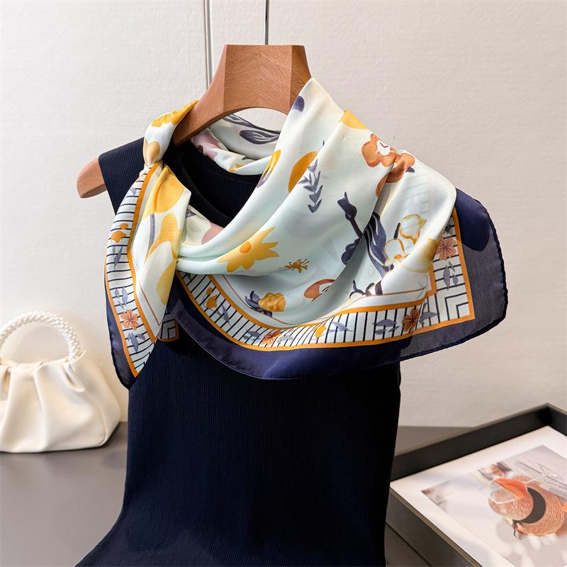 2026 New Printed Scarves Women's Scarf Spring and Summer Floral Decorations Small Neckties Hairbands Bags Hijab