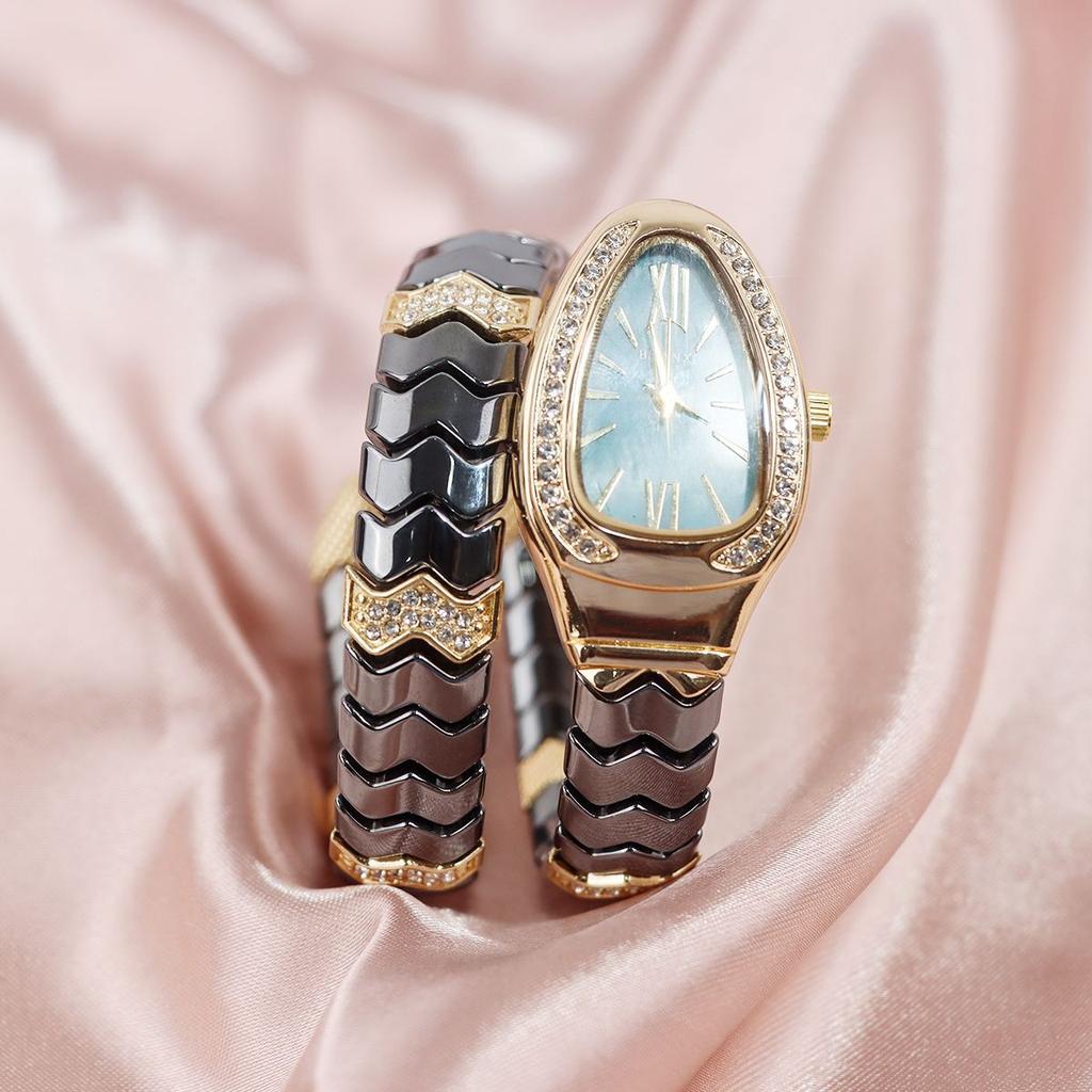 Fashion Black Snake Hot Sell Quartz Watches Women's Full Diamond Steel Strap Watch For Women Bling Unique Luxury Clock Relogio