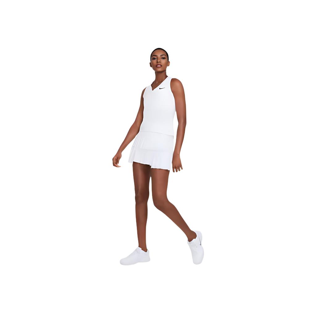 Nike Court Victory Canotta Sportiva da Donna con Scollo a V Senza Maniche Schiena Solida Orlo Curvo Top Bianco CV4785-100