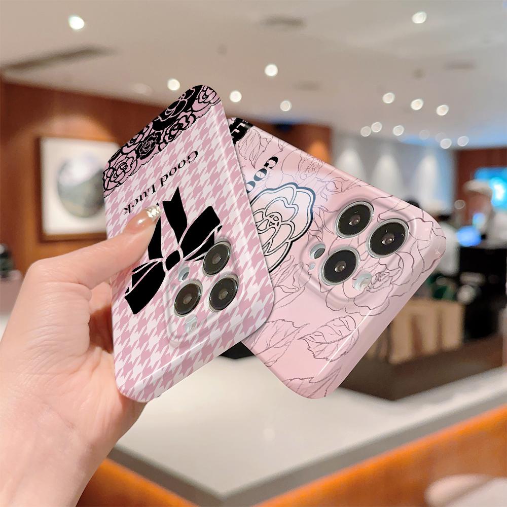 For iPhone 16 15 Samsung S23 S22 A13 A23 A52 A33 Huawei Honor Xiaomi Redmi OPPO Vivo Camellia Japonica Series Design Hard Full Camera Protection Case