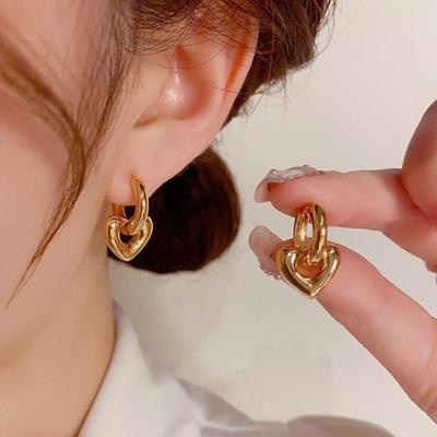 Boucles d'oreilles pendantes cœur pour femmes Boucles d'oreilles pendantes avec breloque cœur Boucles d'oreilles hypoallergéniques Bijoux Cadeau pour Elle Petite Amie Saint-Valentin