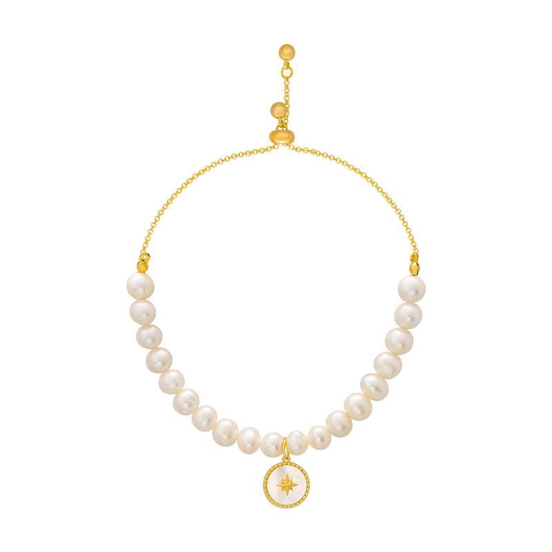 Baroque Freshwater Pearl Eight-Pointed Star Friendship Bracelet for Women
