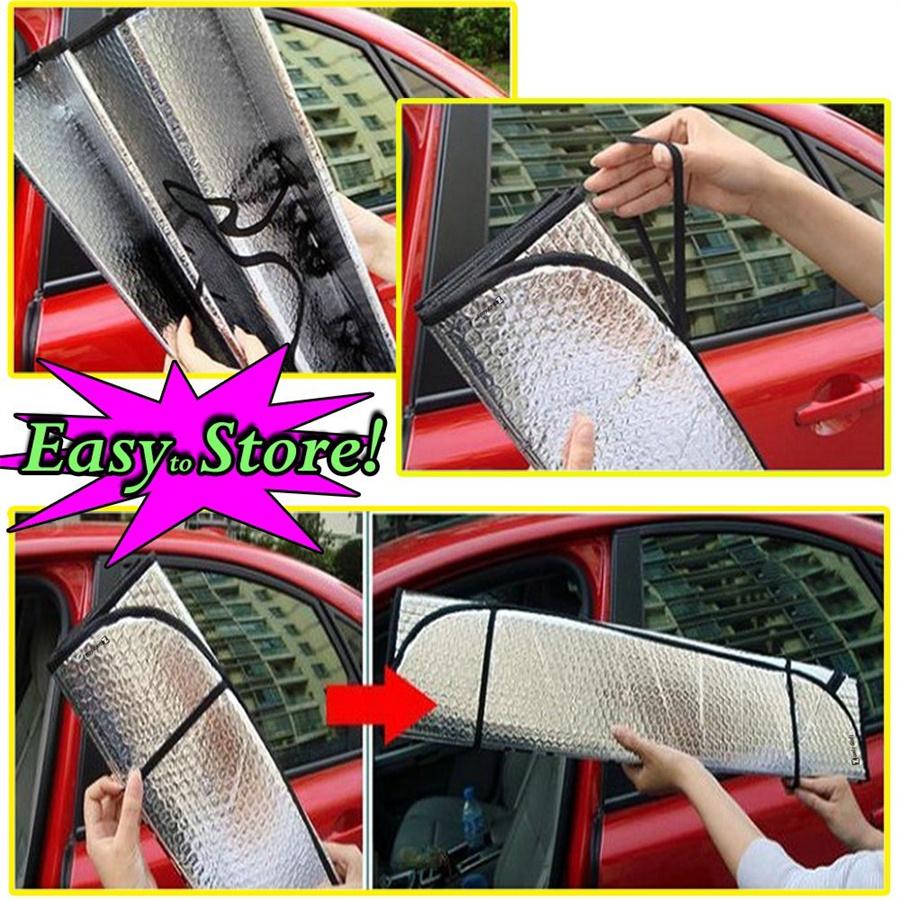 Silver Foldable Sun Shade Windshield Sun Visor Cover Anti-UV Protection 130*60cm
