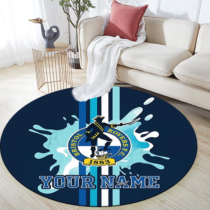 Custom Name Bristol Rovers Round Area Rug,Carpet Rug for Living Room Bedroom Sofa Playroom Decor,Non-slip Floor Mat