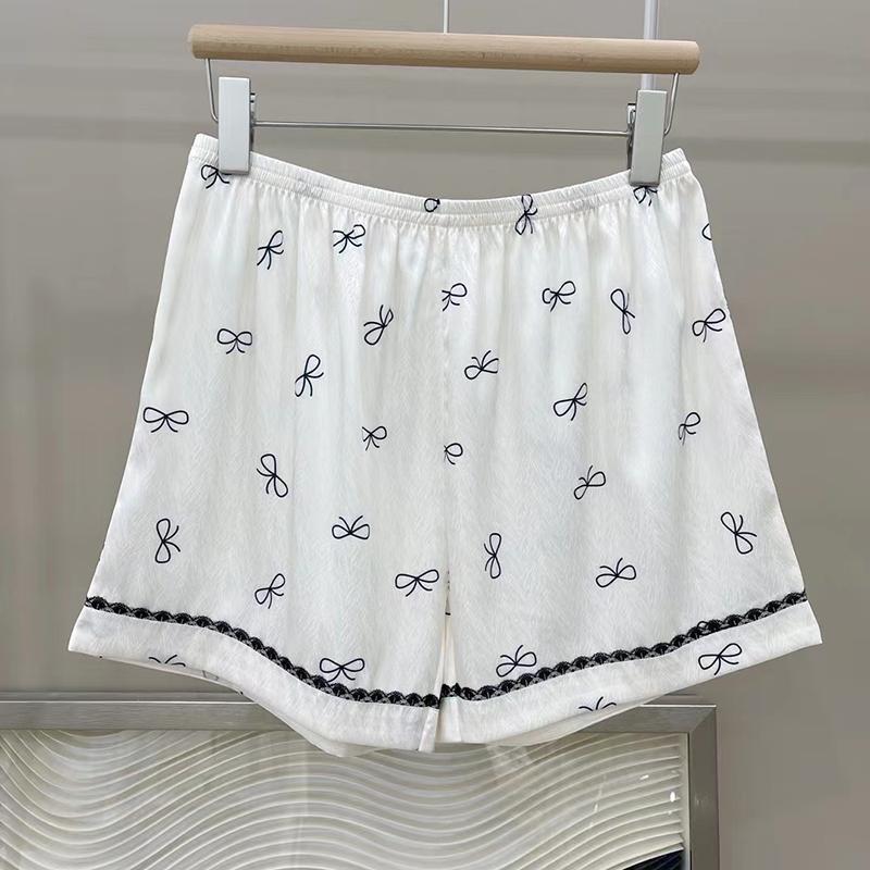 Elegant Sweet Black Lace Bow Print Pajamas for Women Casual Summer Cool Female Sleepwear Lady House Clothing