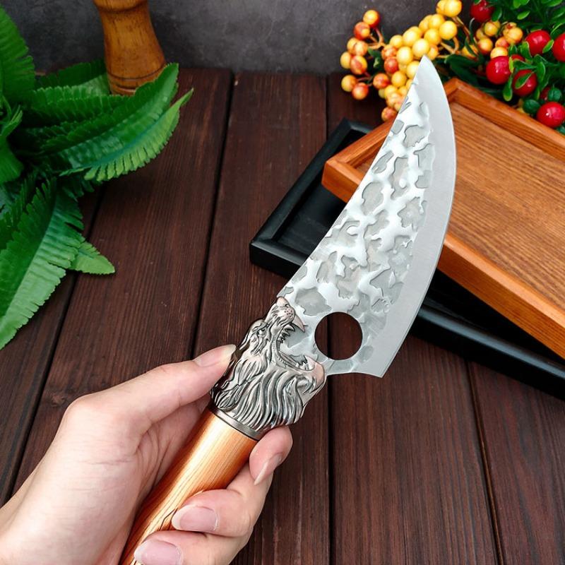 Stainless Steel Butcher's Boning Knife Meat Cleaver Kitchen Knife Vegetable and Fruit Slicing Knife with Cover