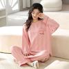 Women's Casual Sweet Pajama Set: Long Sleeve Round Neck with Pants, Versatile for Indoor and Outdoor Wear in Spring, Autumn, and Winter.