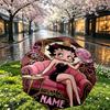 Spersonalizowany Parasol z Nadrukiem Betty Boop z Imieniem, Automatyczne Otwieranie i Zamykanie, Wytrzymały Stelaż z 8 Żebrami, do Codziennego Użytku, na Kemping i Piesze Wycieczki, Prezent Urodzinowy